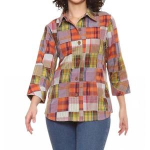 NEW PARSLEY & SAGE jane shirt in orange multi